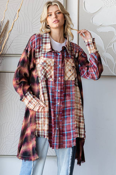 OLI HALI WASHED MIXED PLAID SHIRT