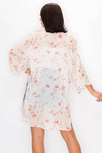 Ivory Combo Floral Side Slit Cardigan