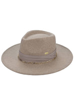 C.C Link Chain and Pleated Wide Band Felt Hat Panama Hat: Heather Charcoal