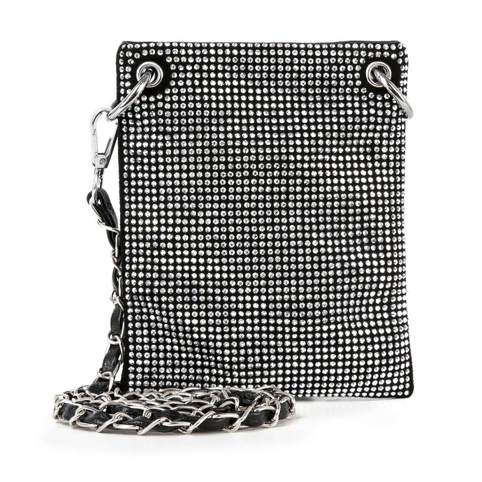 Rhinestone Bling Petite Crossbody Sling: Black