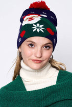 Snowy Day Santa Christmas Holiday Pom Beanie