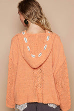 Oversize fit v-neck hooded cable knit chenille POL sweater: Real Carrot