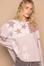 Round neck long sleeve star thermal knit POL top: Peach Pink