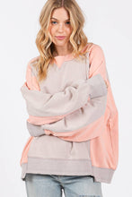 Grey Peach Color Block Sage + Fig Pullover