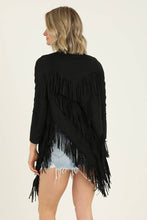 Black Faux Suede Fringe Jacket