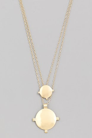 Blueberry lock detailing gold plated layered chain necklace