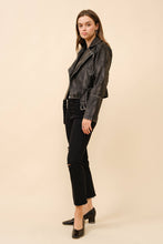 Washed Leather Moto Blue B Jacket: Washed Black