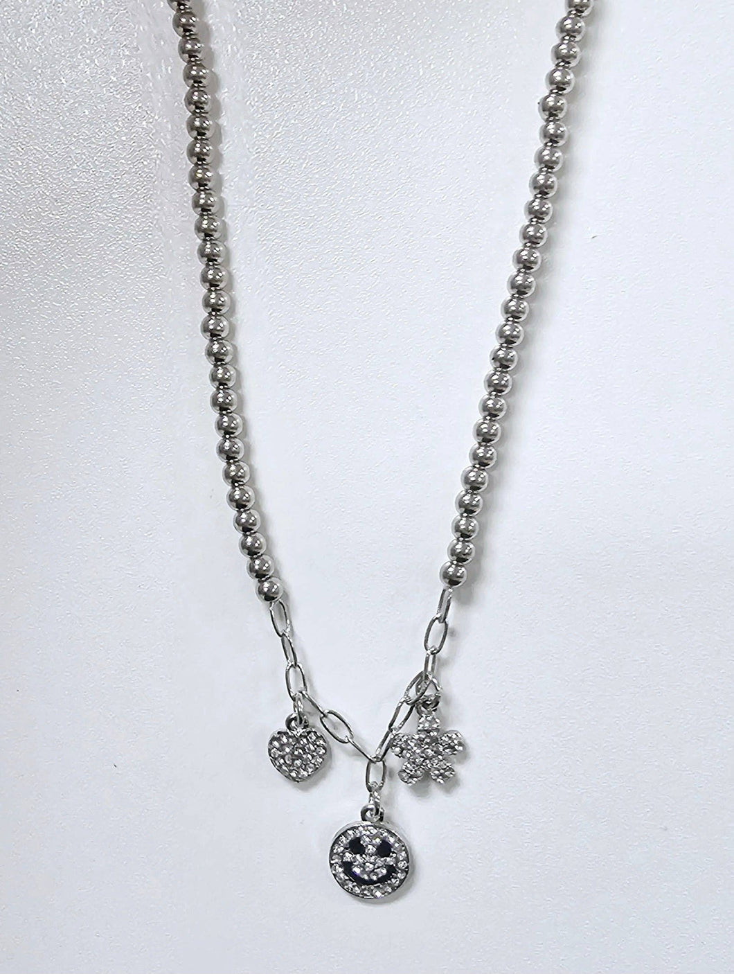 Rhinestone charm necklace: Silver