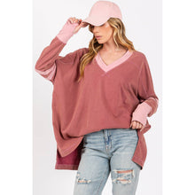 Mineral Wash Stripe Long Sleeve Sage + Fig Top: Mulberry