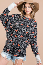 Black Love Letter Round Neck Dolman Sleeve Top 12/28/24 9406