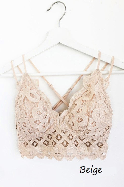 Beige Crochet Lace Bralette 2/7/25 9568