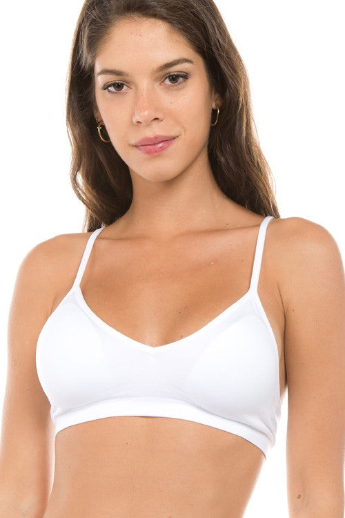 White Seamless V Neck Bralette 2/7/25 9566