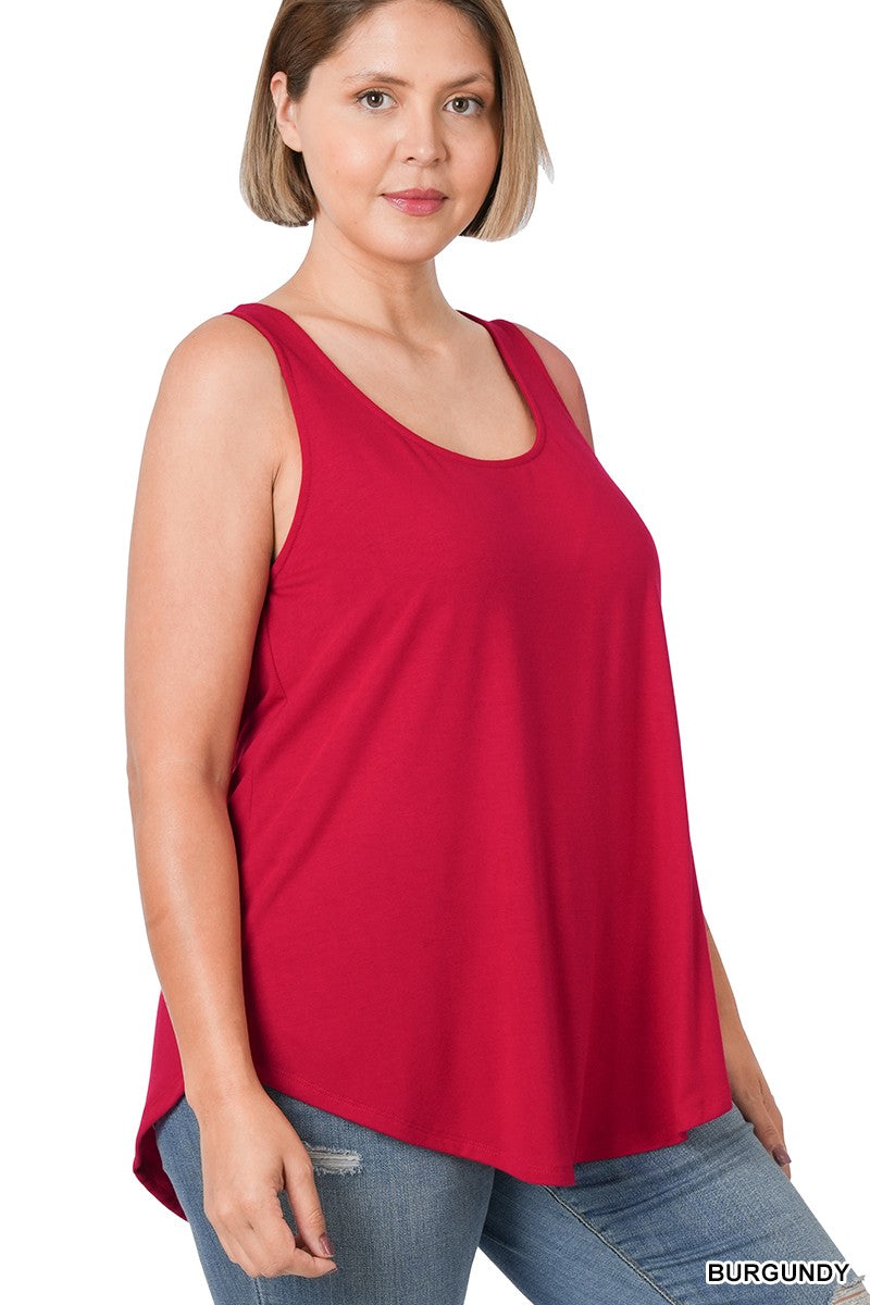 Burgundy Plus Sleeveless Round Neck Round Hem Zenana Top 1/13/25 9458