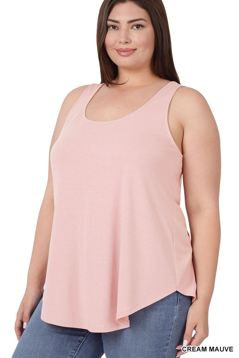 Cream Mauve Plus Sleeveless Round Neck Round Hem Zenana Top 1/13/25 9460