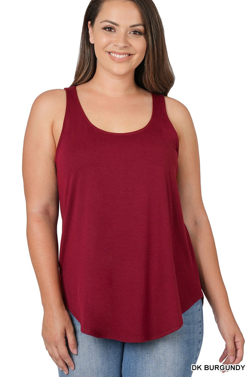 Dark Burgundy Plus Sleeveless Round Neck Round Hem Zenana Top 1/13/25 9461