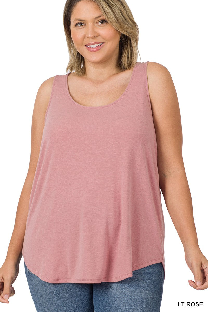 Light Rose Plus Sleeveless Round Neck Round Hem Zenana Top 1/13/25 9465