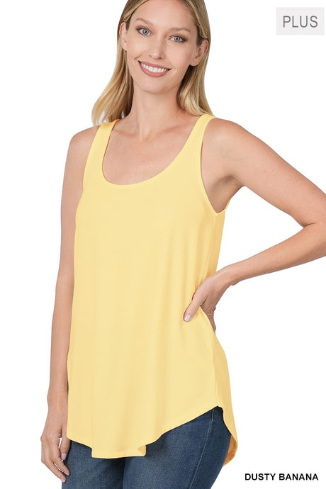 Dusty Banana Plus Sleeveless Round Neck Round Hem Zenana Top 1/13/25 9462