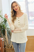 Ivory Hacci Laced Cuff Knit Top 1/24/24 7941