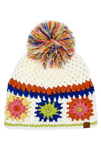 C.C Hand Made Crochet Pom Beanie Winter Hat: White