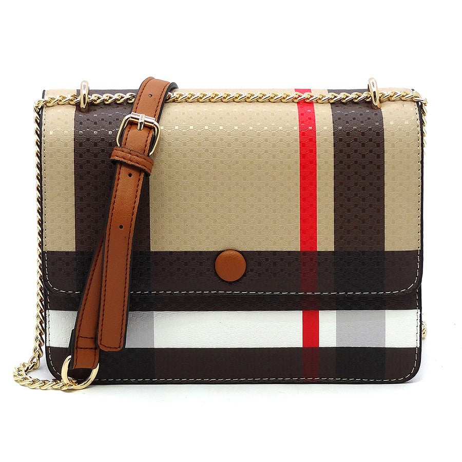 Brown/Tan Checkered Crossbody/Wristlet