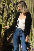 Black Faux Suede Fringe Jacket