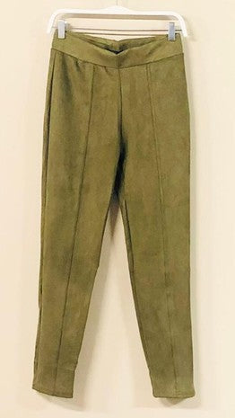 Army Green Suede Front Seam Italian Leggings 1/15/25 9507