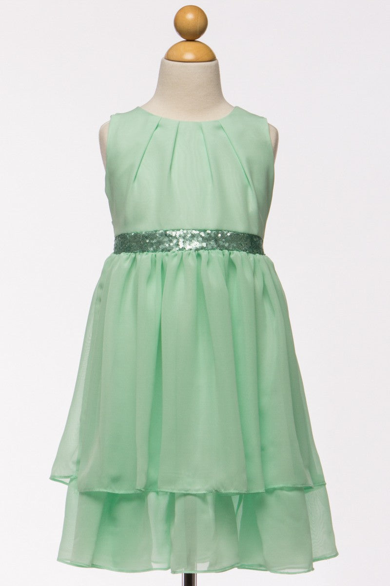 Mint Chiffon Kids Dress with Sequince Belt 1/17/25 9537