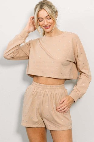 Mocha Crop & Shorts Set 12/26/24 9398