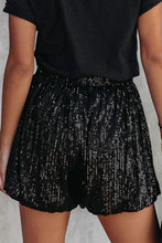 Black Sequin Straight Leg High Waist Shorts 2/27/24 8092