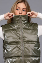 High Neck Zip Up Vest: Olive