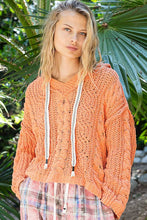 Oversize fit v-neck hooded cable knit chenille POL sweater: Real Carrot