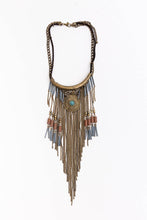 Antique Gold Turquoise Fringe Necklace