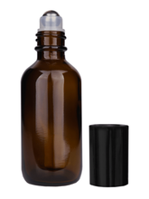 Boston Round Amber Bottle -60ml: Shiny Black