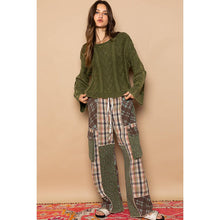 POL Wide leg elastic waist contrast plaid cargo pockets pants: BRICK MULTI