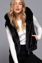 Hoodie Faux Fur Vest: Black