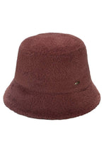 C.C Solid Short Hair Faux Fur Winter Bucket Hat: Burgundy