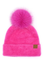 C.C Plush Terry Chenille Pom Beanie Winter Hat: Ivory