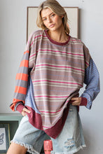 Washed Oversized Strip Oli&Hali Top: Mauve