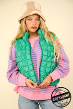 Bubble Quilted Puffer Vest: Jade