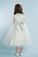 Sage Dull Satin and Tulle Kids Dress with Brooch 1/17/25 9536