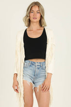 Cream Faux Suede Fringe Jacket