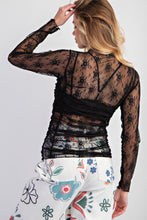 Black Ruched Sheer Lace Easel Top 11/8/24 9196