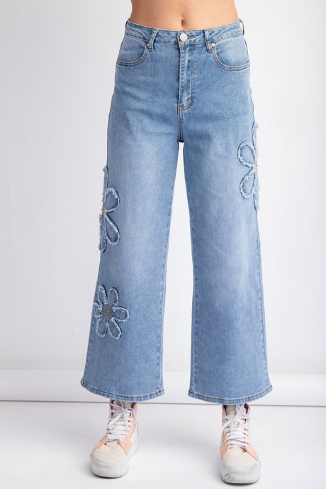 Washed Denim Flower Patch Washed Denim Easel Pants 10/7/24 9048