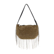 Beaded Fringe Rhinestone Shoulder Bag: Silver