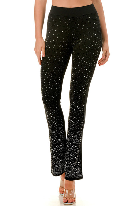 Black Rhinestoned Bell Bottom Yoga Pants 11/22/24 9273