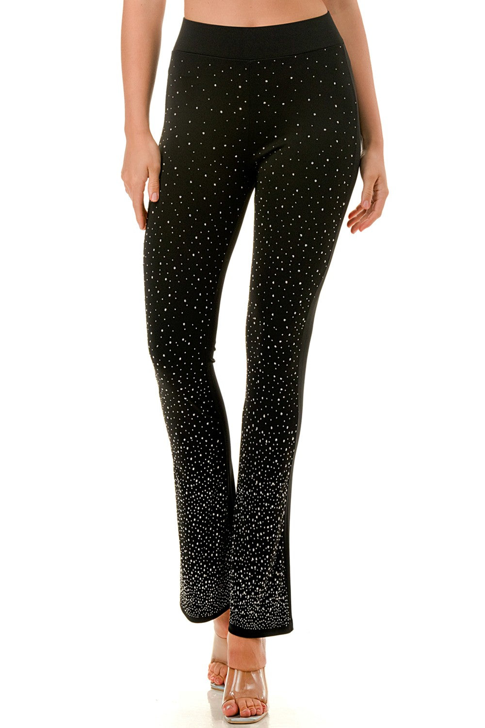 Black Rhinestoned Bell Bottom Yoga Pants 11/22/24 9273