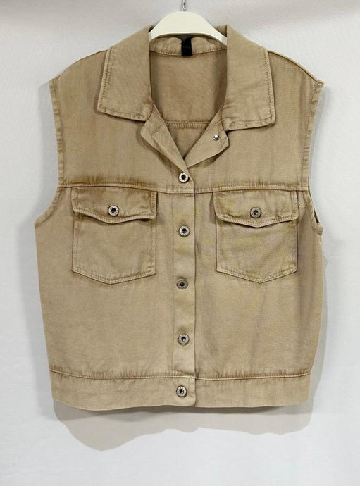 Light Camel Cotton Blend Button Down Front Pocket Italian Vest 1/15/25 9510