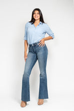 Medium Mid Rise Tummy Control Vintage Wash Cut Hem Flare Judy Blue Jeans 11/26/24 9351