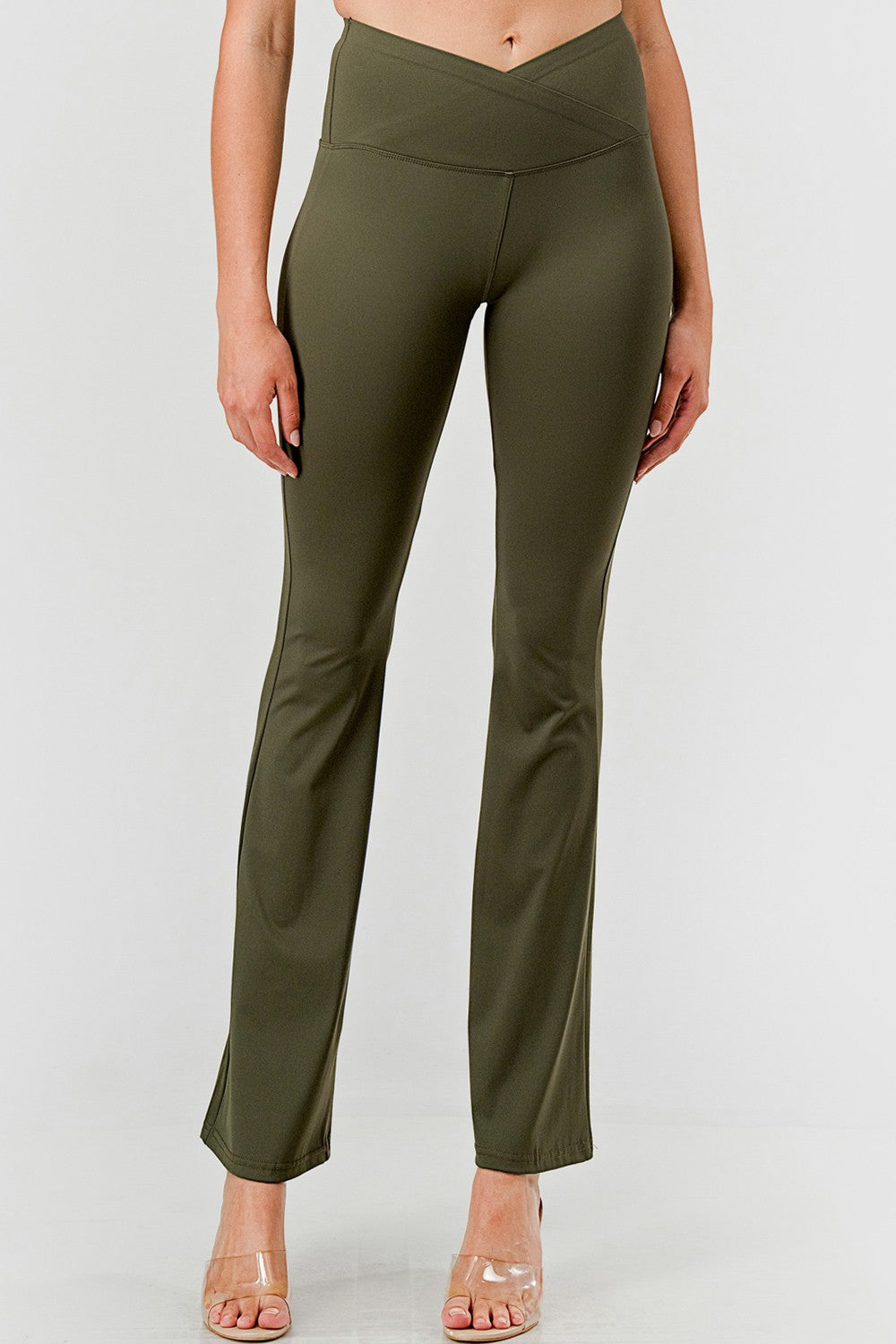 Dark Olive Active Workout Butt Lift Flare Pants 11/22/24 9267