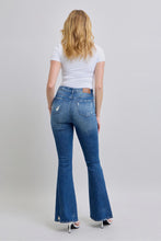 Dark High Waist Contrast Wash Destroyed Flare Judy Blue Jeans 11/21/24 9323